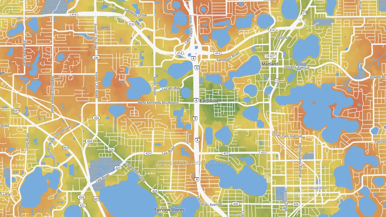 Bike Grade map of Eatonville, FL