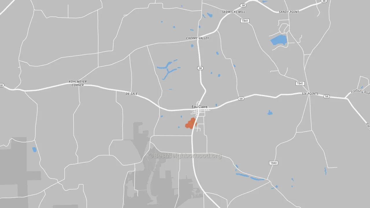 Bike Grade map of Eau Claire, PA