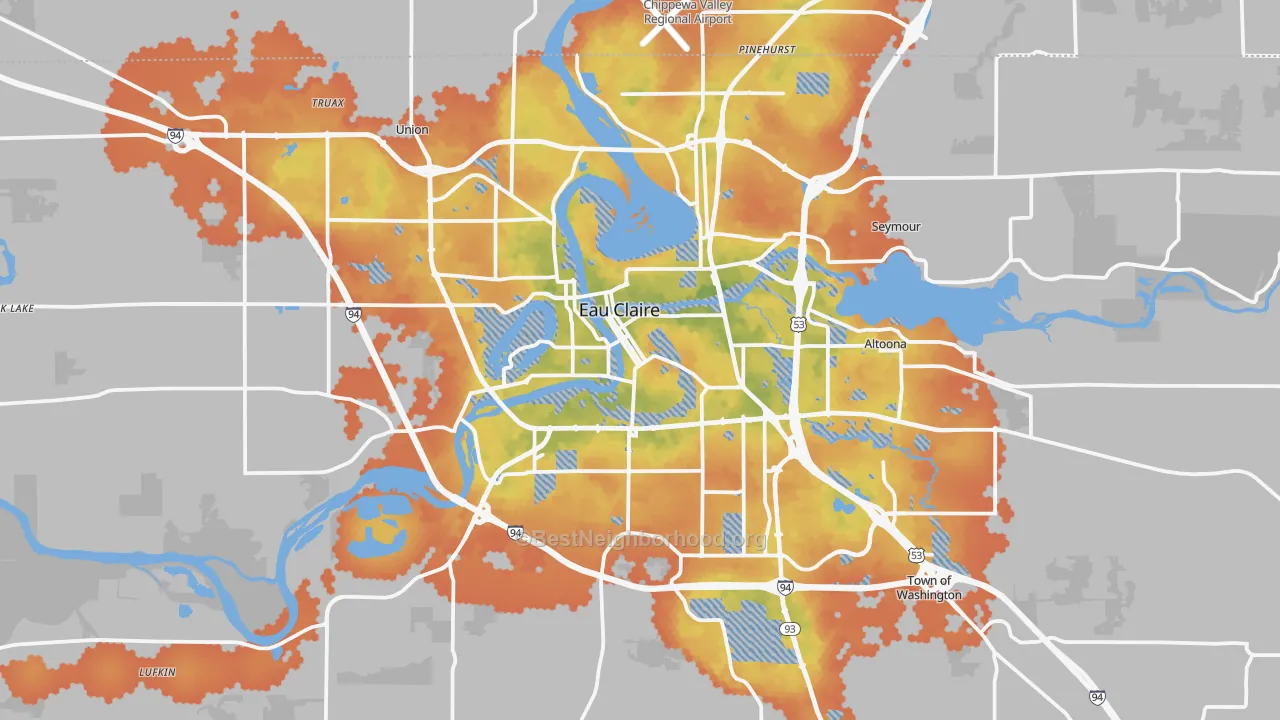 Bike Grade map of Eau Claire, WI