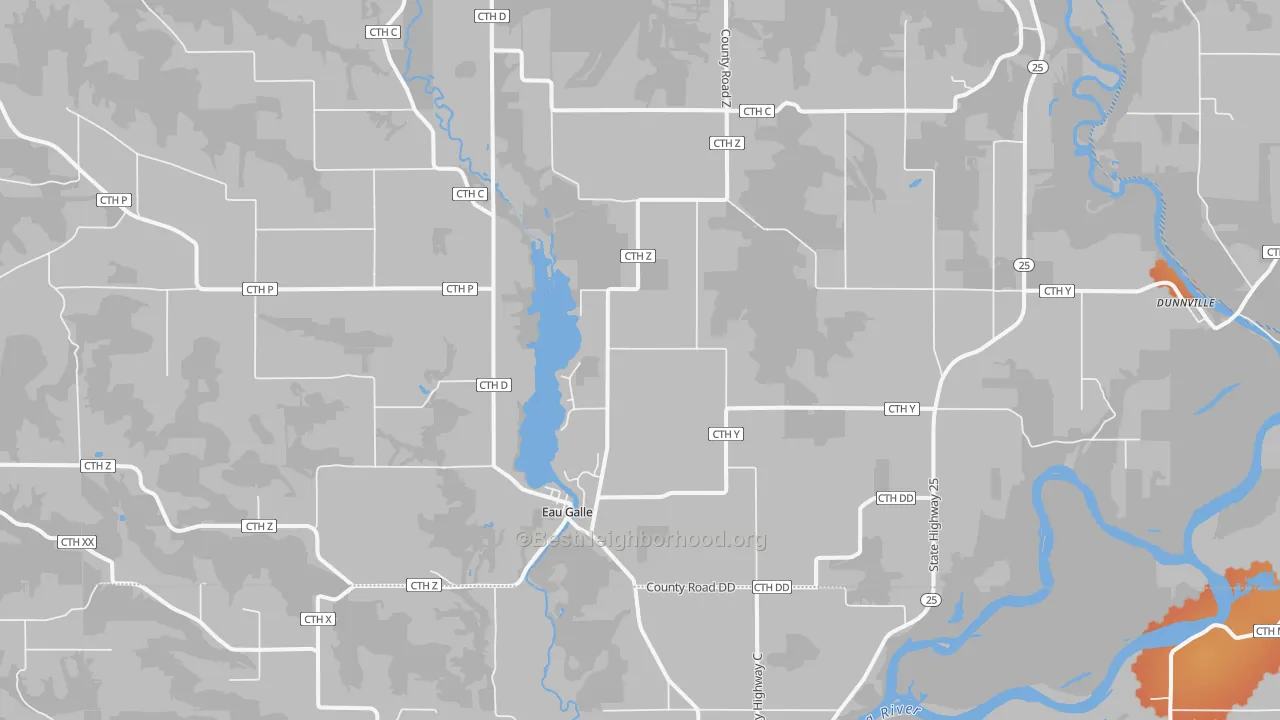 Bike Grade map of Eau Galle, WI