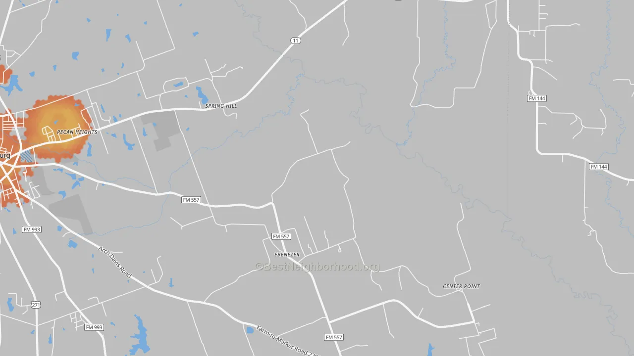 Bike Grade map of Ebenezer, TX