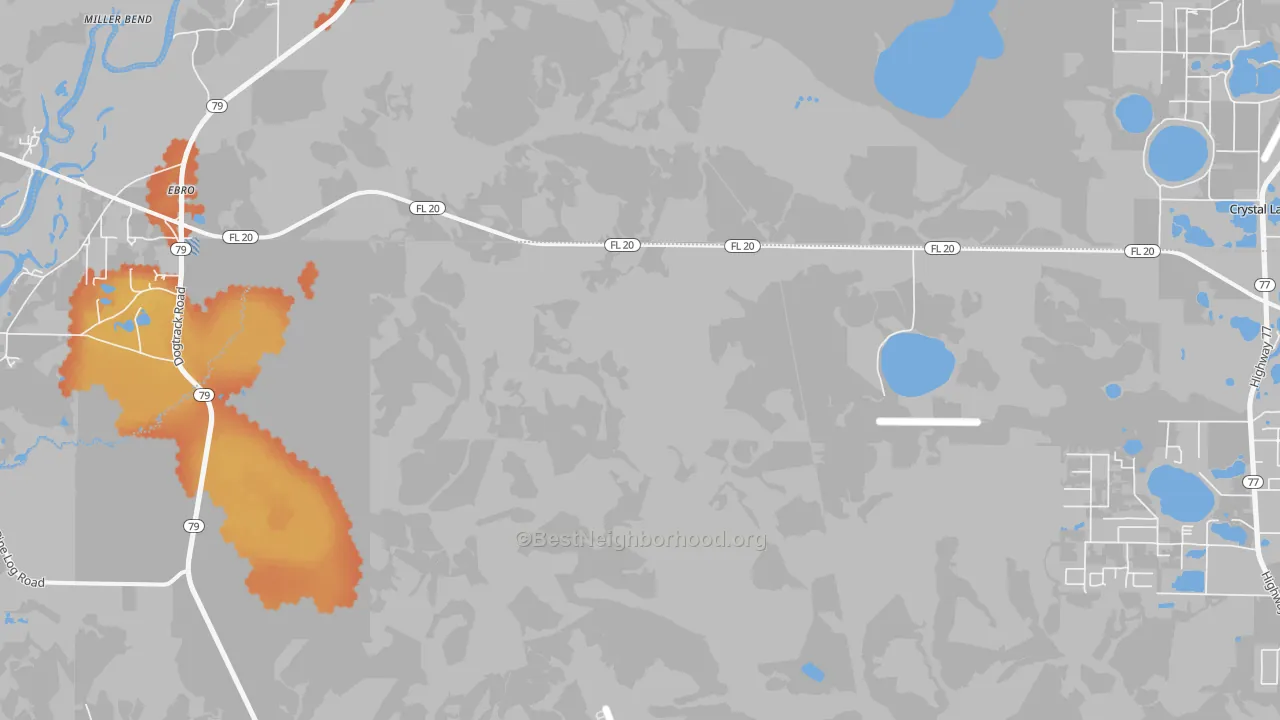 Bike Grade map of Ebro, FL