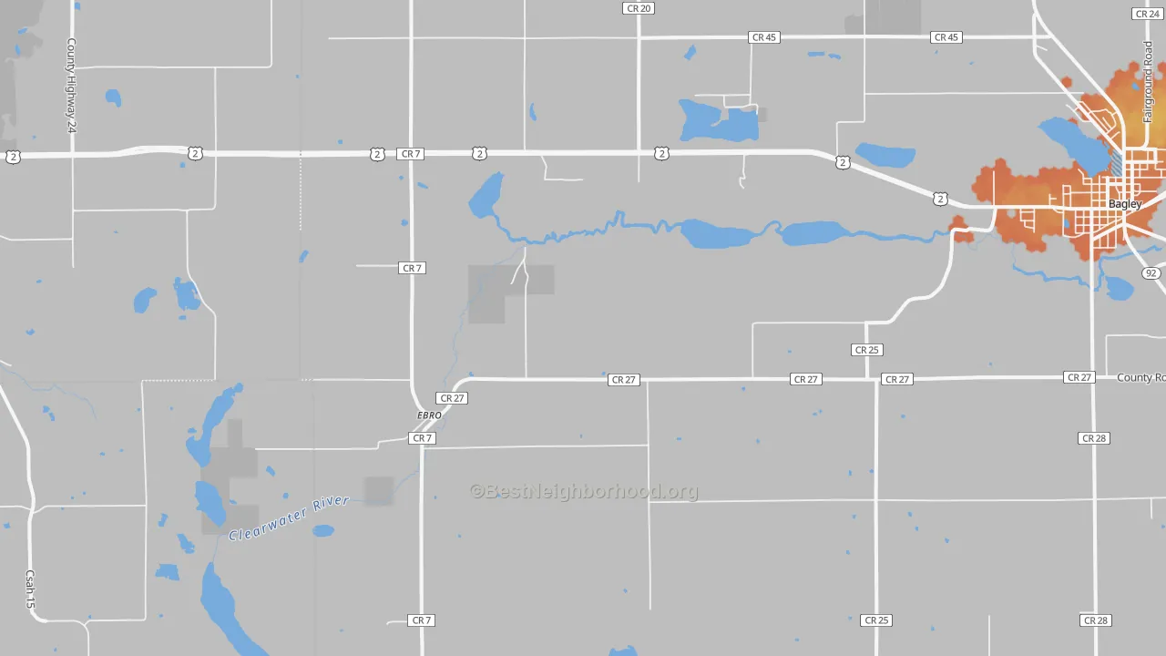 Bike Grade map of Ebro, MN