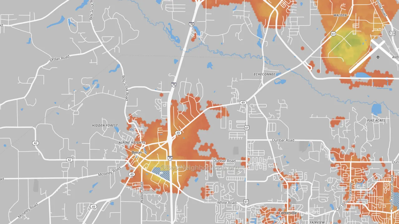 Bike Grade map of Echeconnee, GA