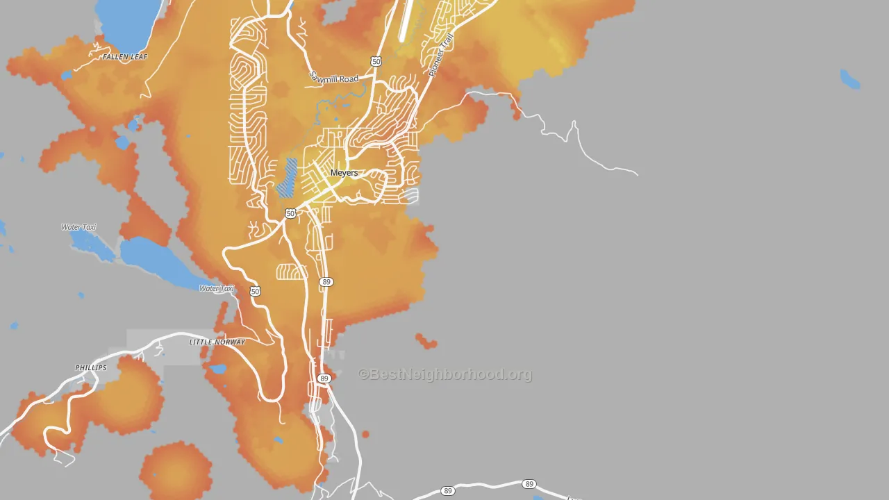 Bike Grade map of Echo Lake, CA