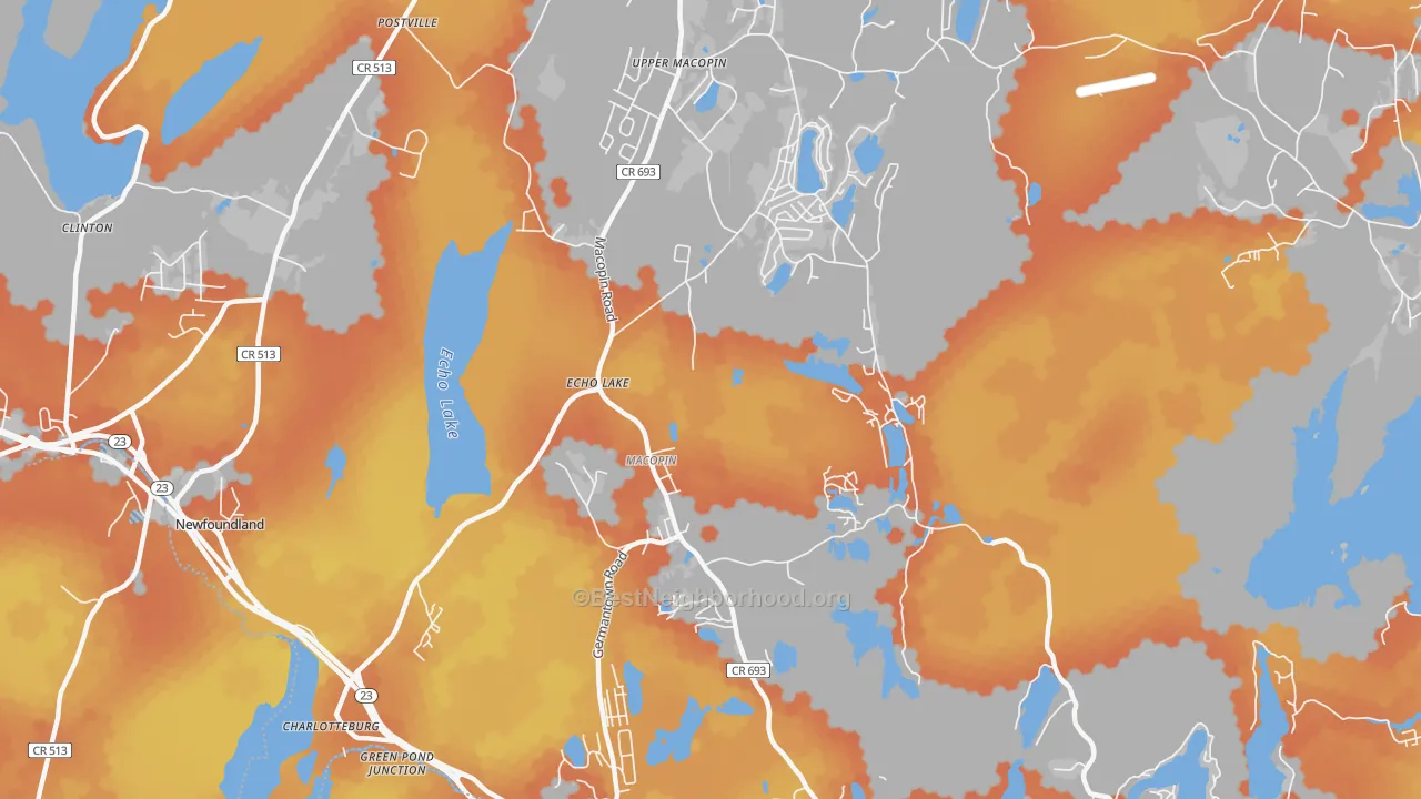 Bike Grade map of Echo Lake, NJ