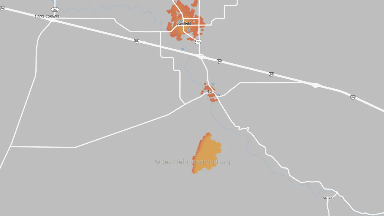 Bike Grade map of Echo, OR