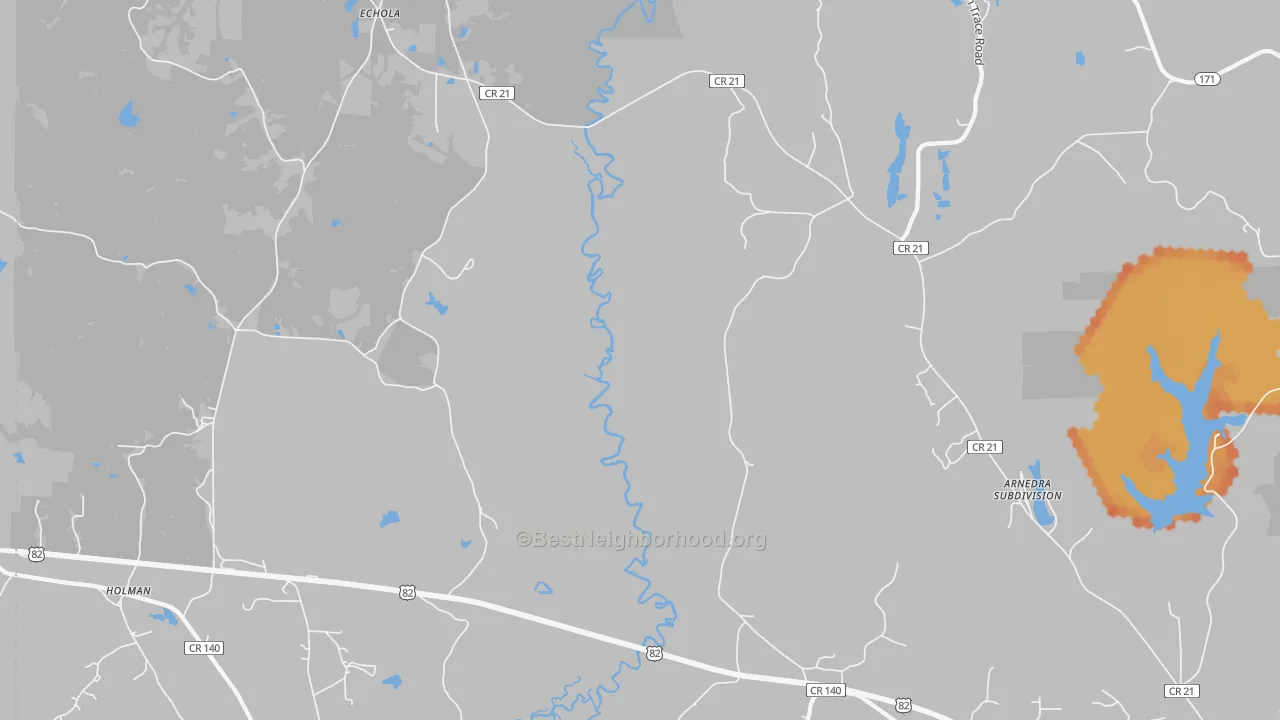 Bike Grade map of Echola, AL