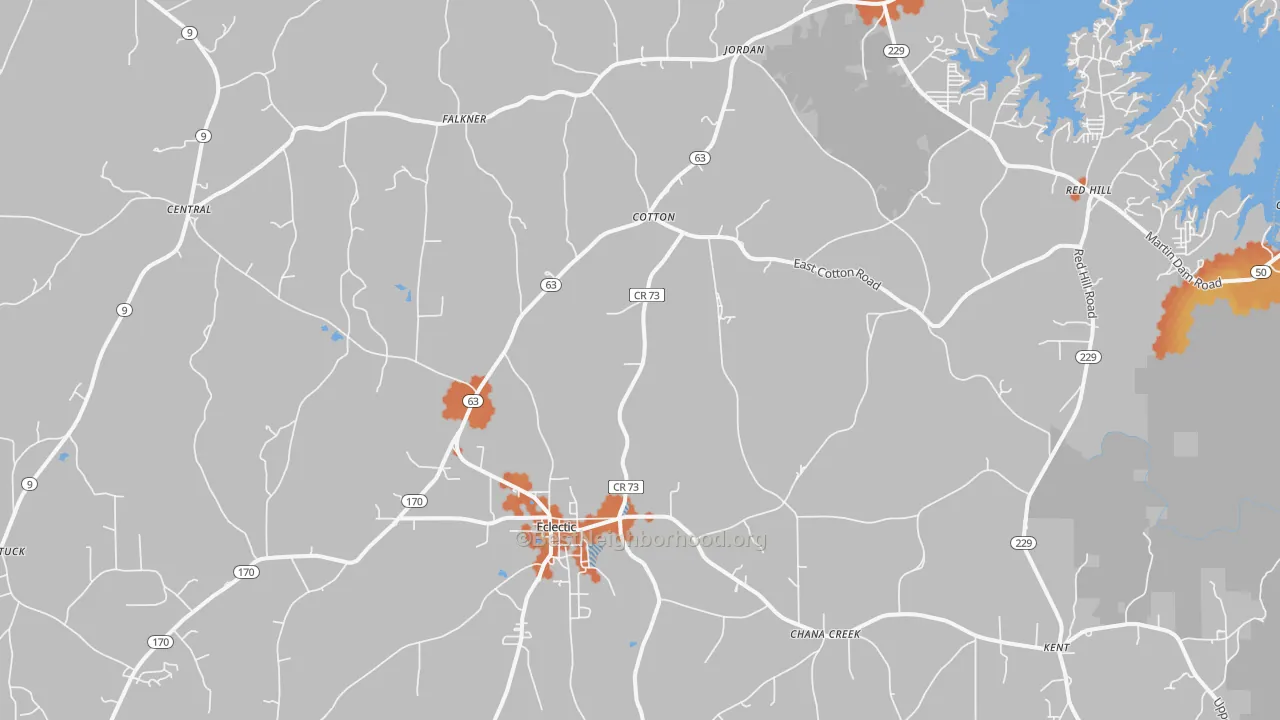 Bike Grade map of Eclectic, AL