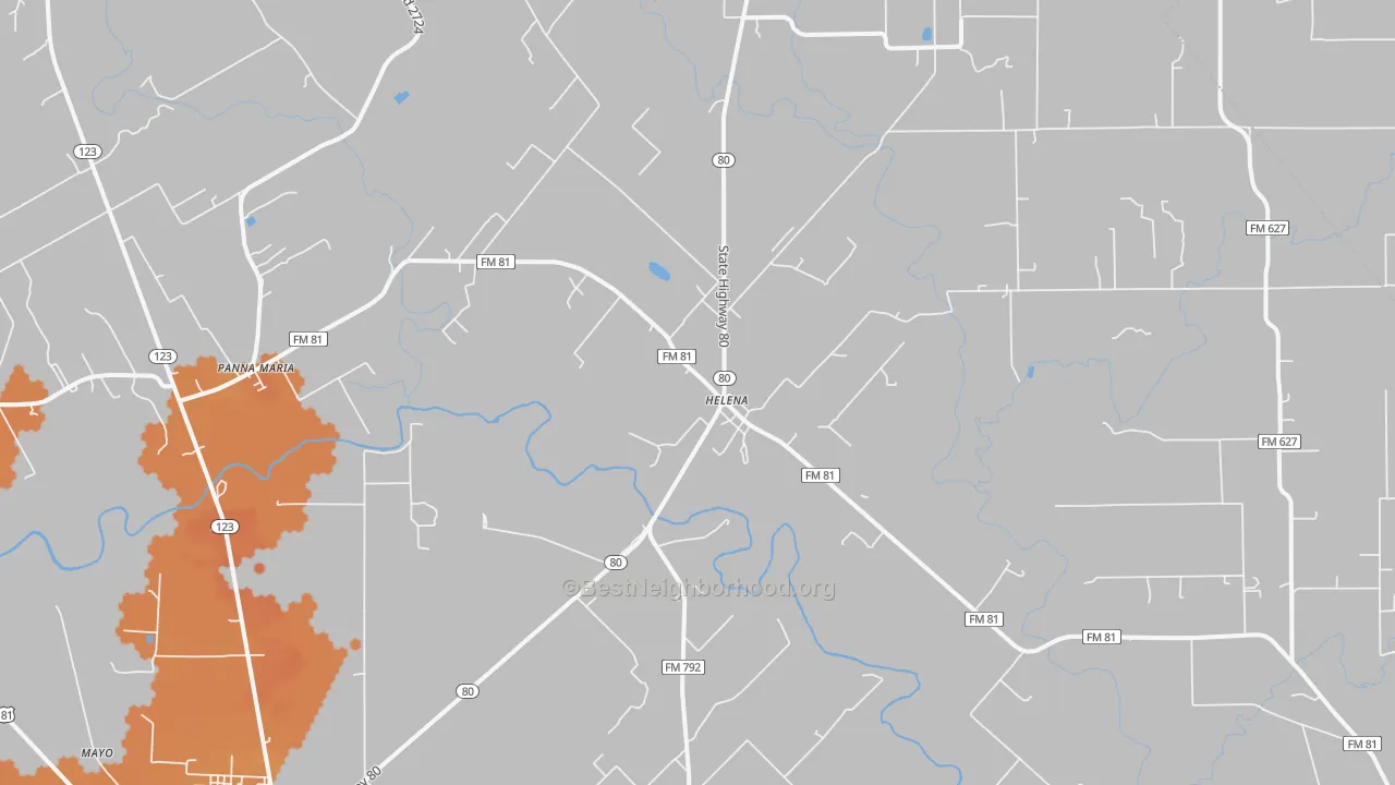 Bike Grade map of Ecleto, TX