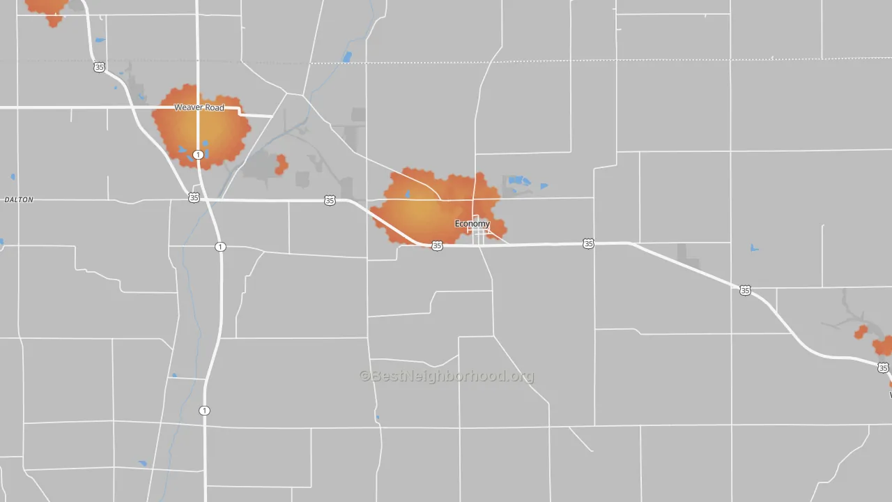 Bike Grade map of Economy, IN