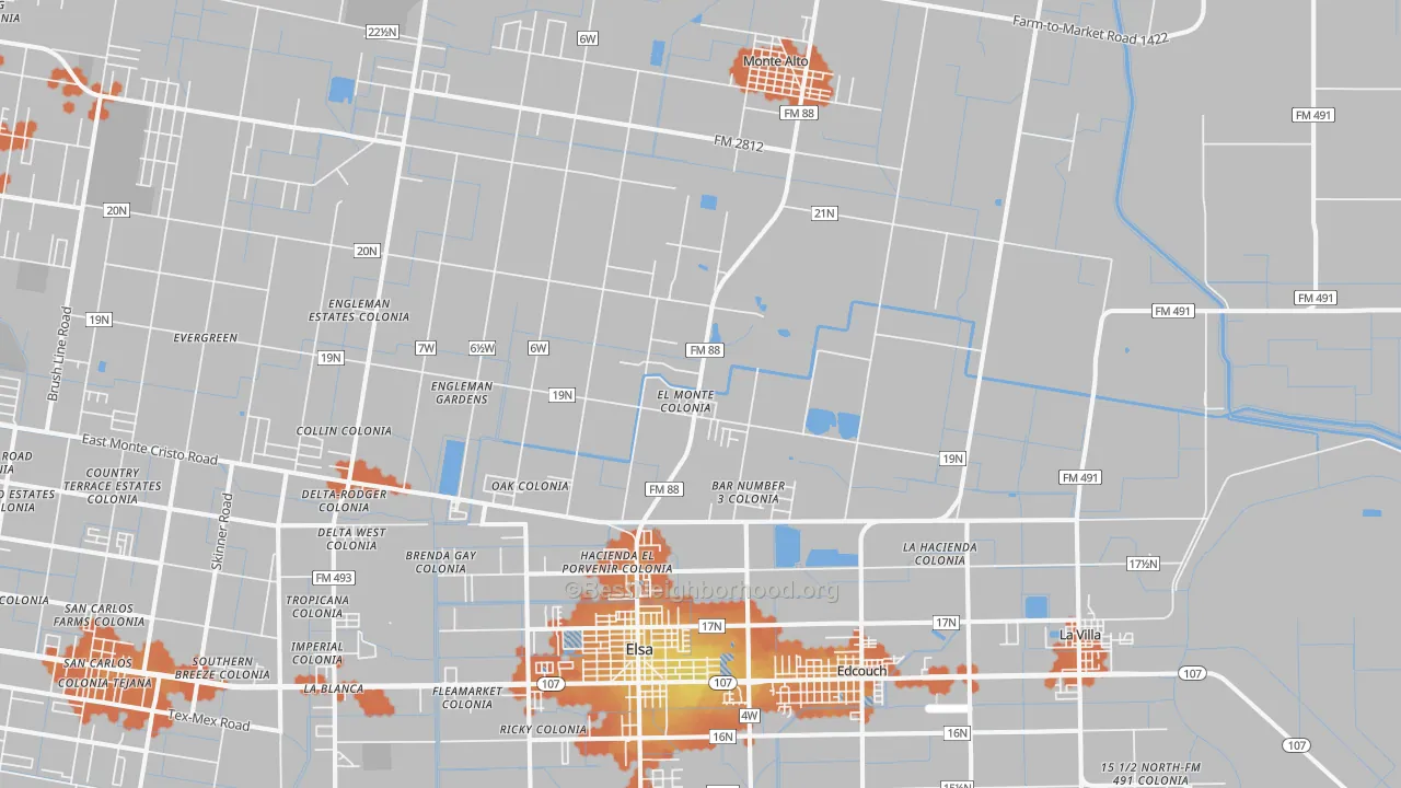 Bike Grade map of Edcouch, TX