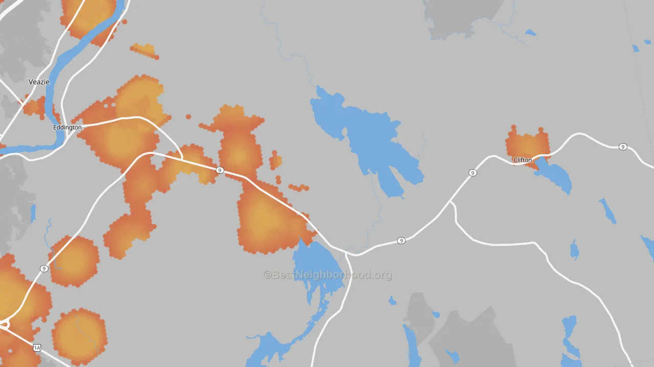 Bike Grade map of Eddington, ME