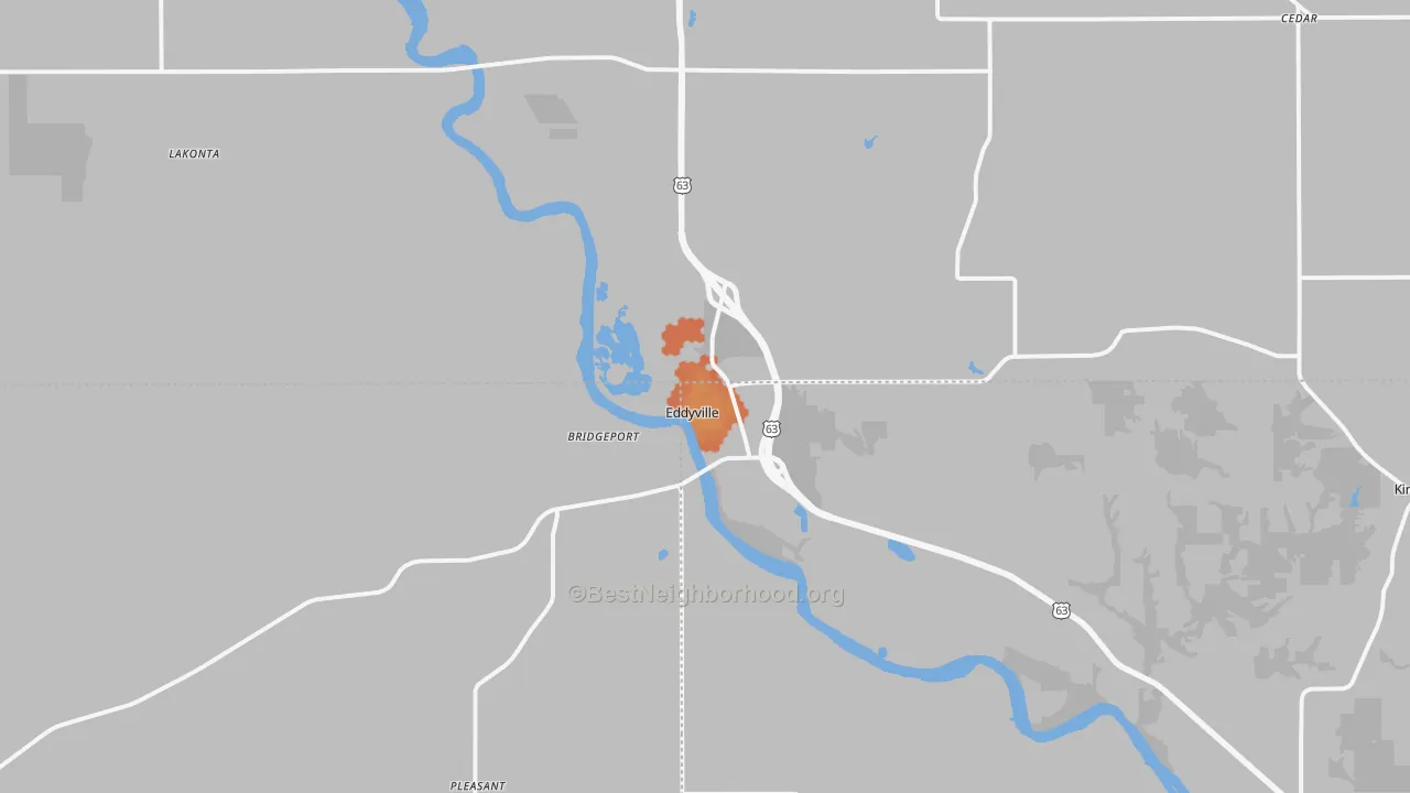 Bike Grade map of Eddyville, IA