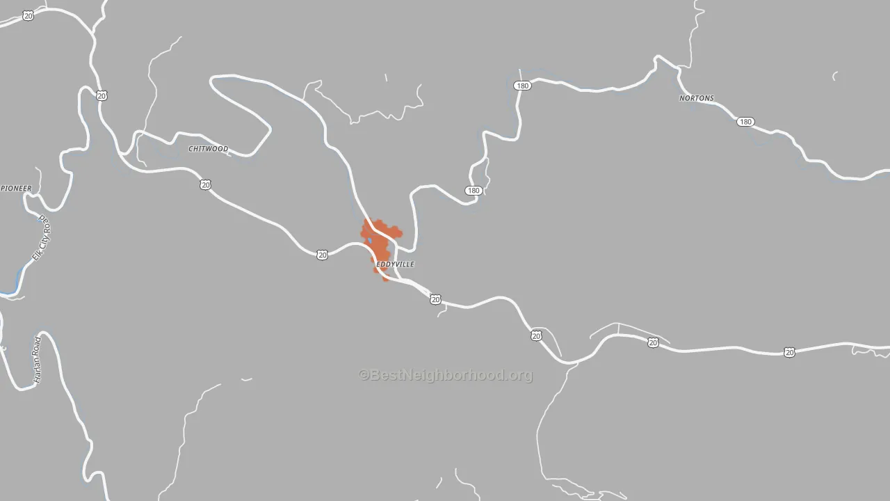 Bike Grade map of Eddyville, OR