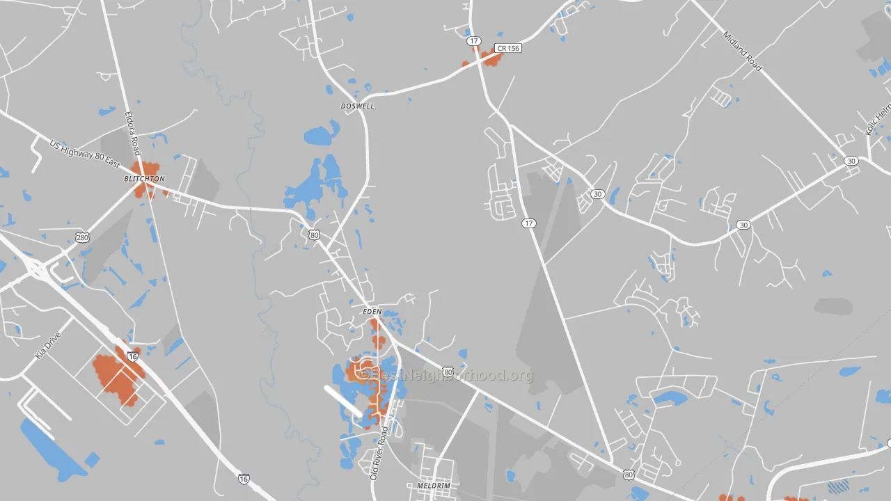 Bike Grade map of Eden, GA
