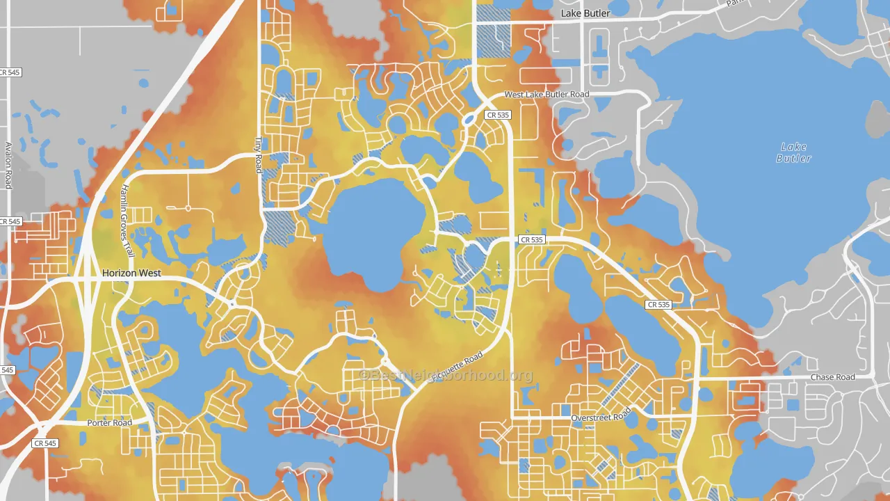 Bike Grade map of Eden Isle, Horizon West, FL