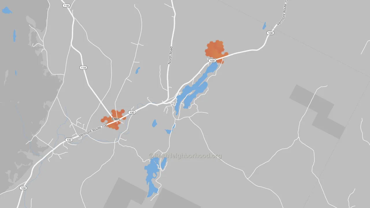 Bike Grade map of Eden Mills, VT