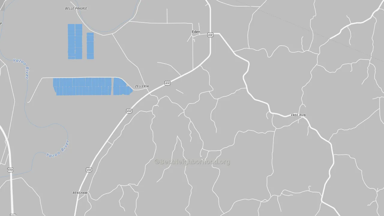 Bike Grade map of Eden, MS