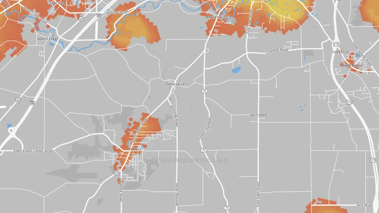 Bike Grade map of Eden, NY