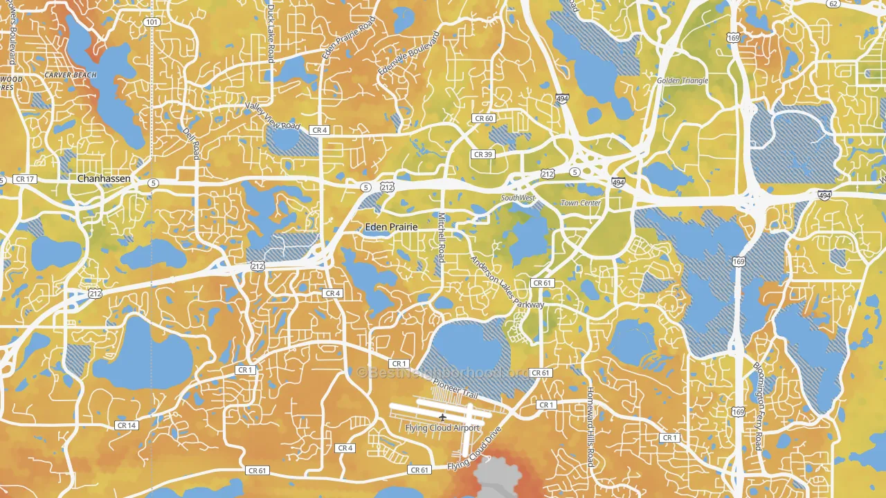 Bike Grade map of Eden Prairie, MN