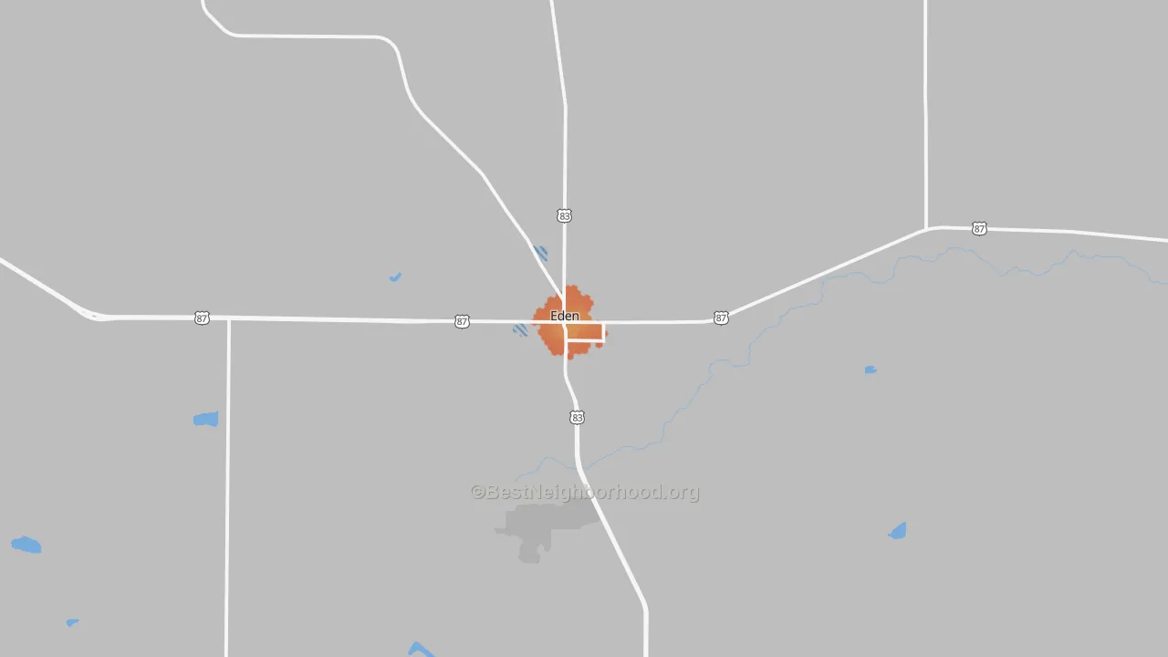 Bike Grade map of Eden, TX