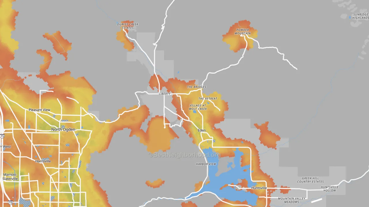 Bike Grade map of Eden, UT