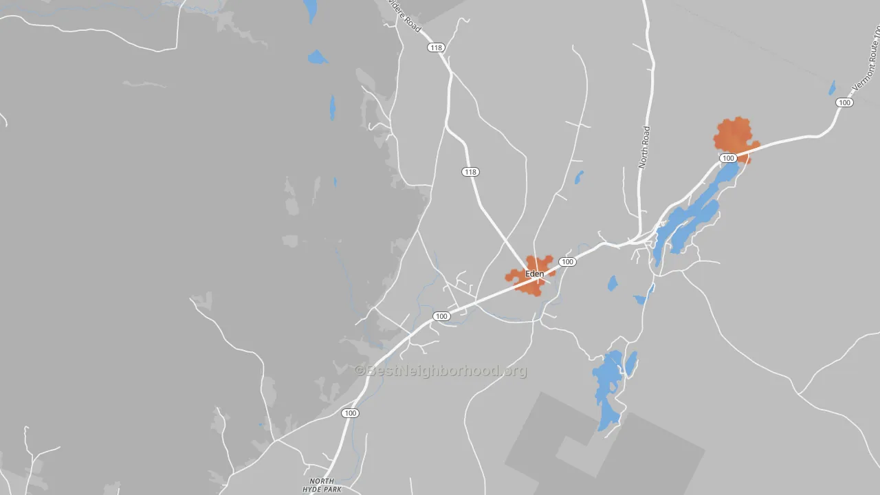 Bike Grade map of Eden, VT
