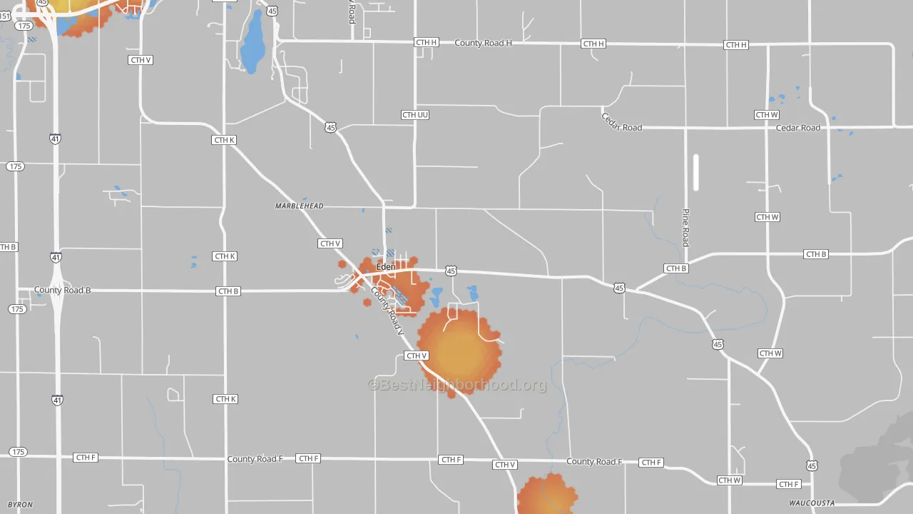 Bike Grade map of Eden, WI