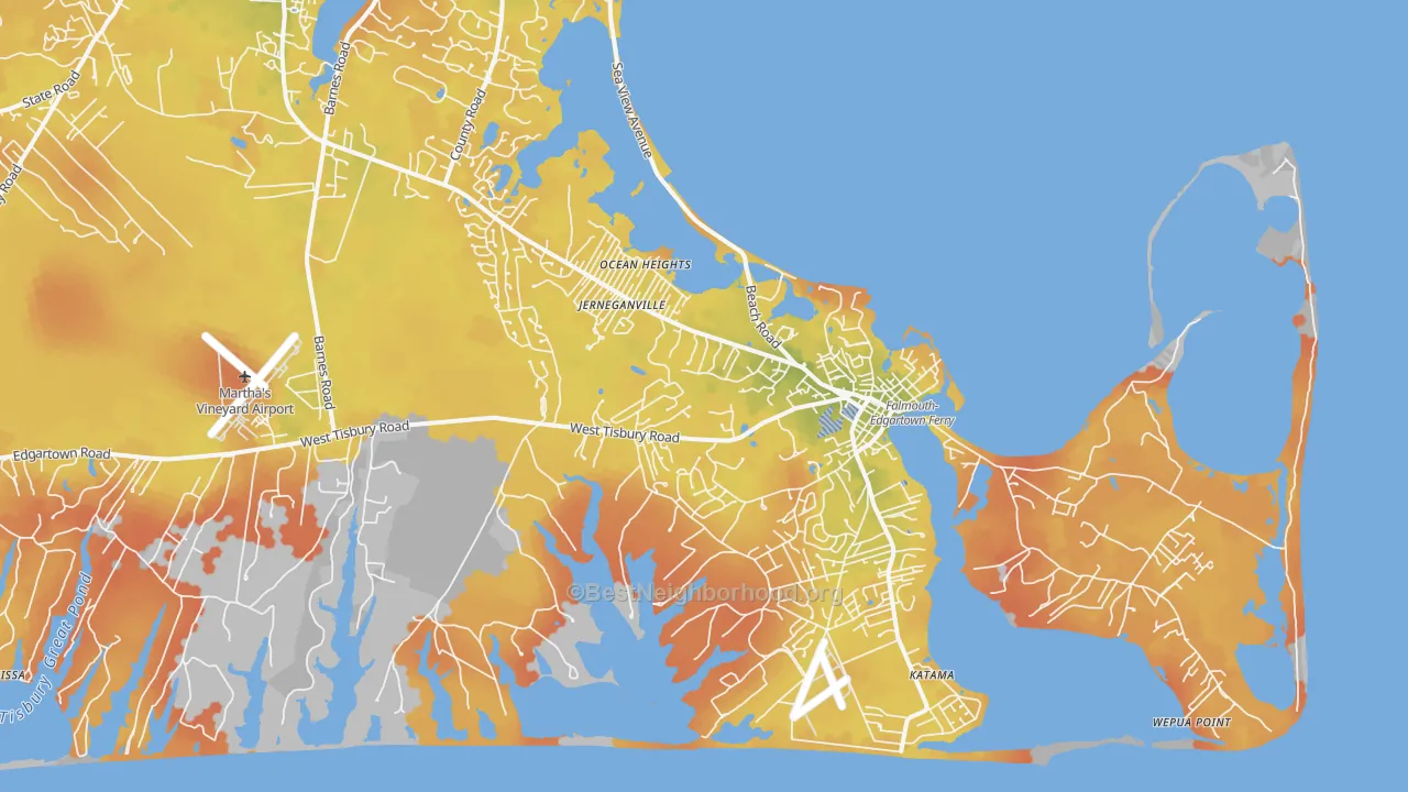 Bike Grade map of Edgartown, MA