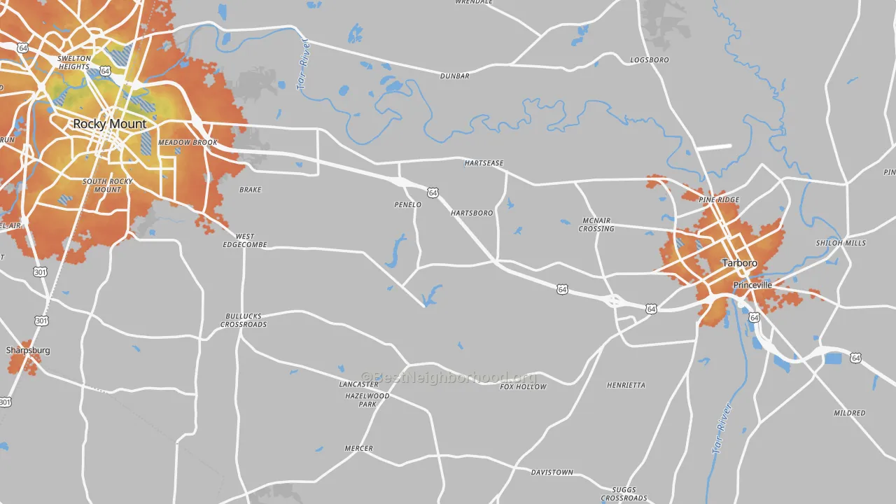 Bike Grade map of Edgecombe County, NC