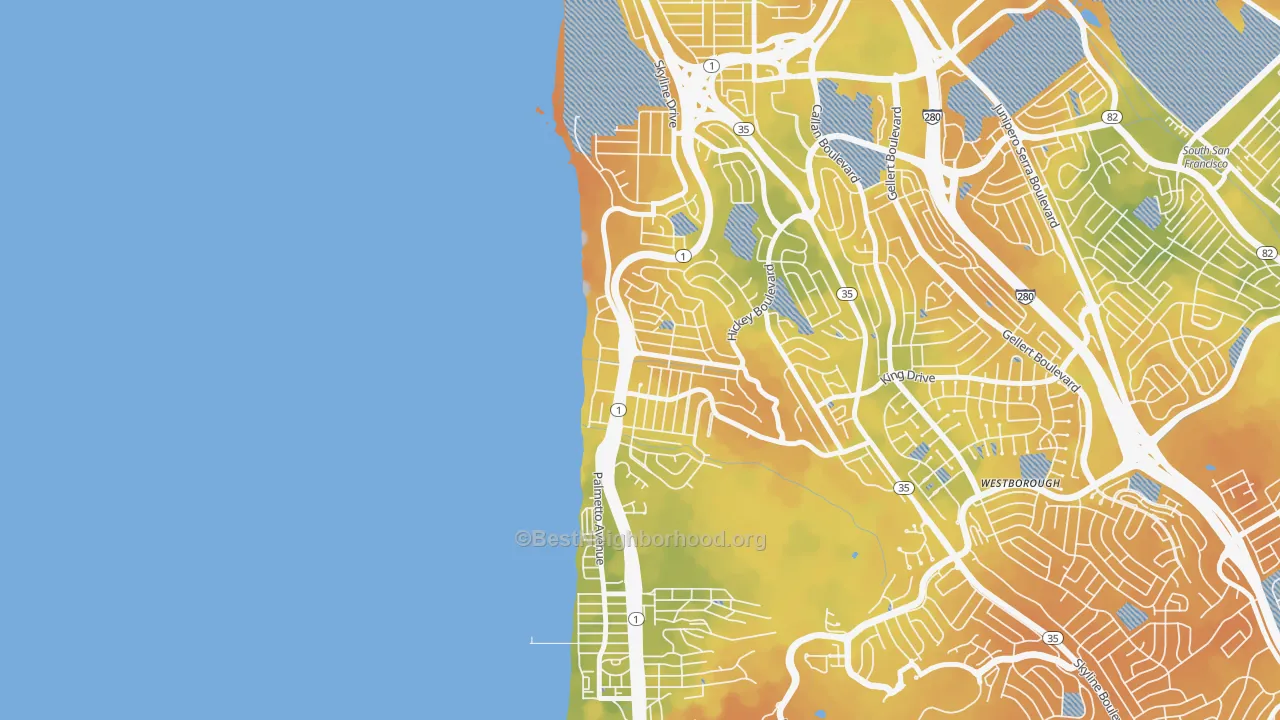 Bike Grade map of Edgemar-Pacific Manor, Pacifica, CA