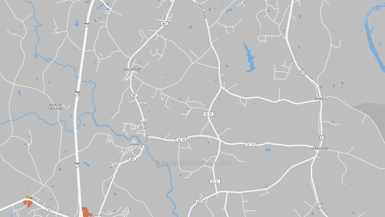 Bike Grade map of Edgemoor, SC