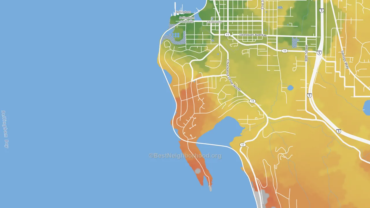 Bike Grade map of Edgemoor, WA