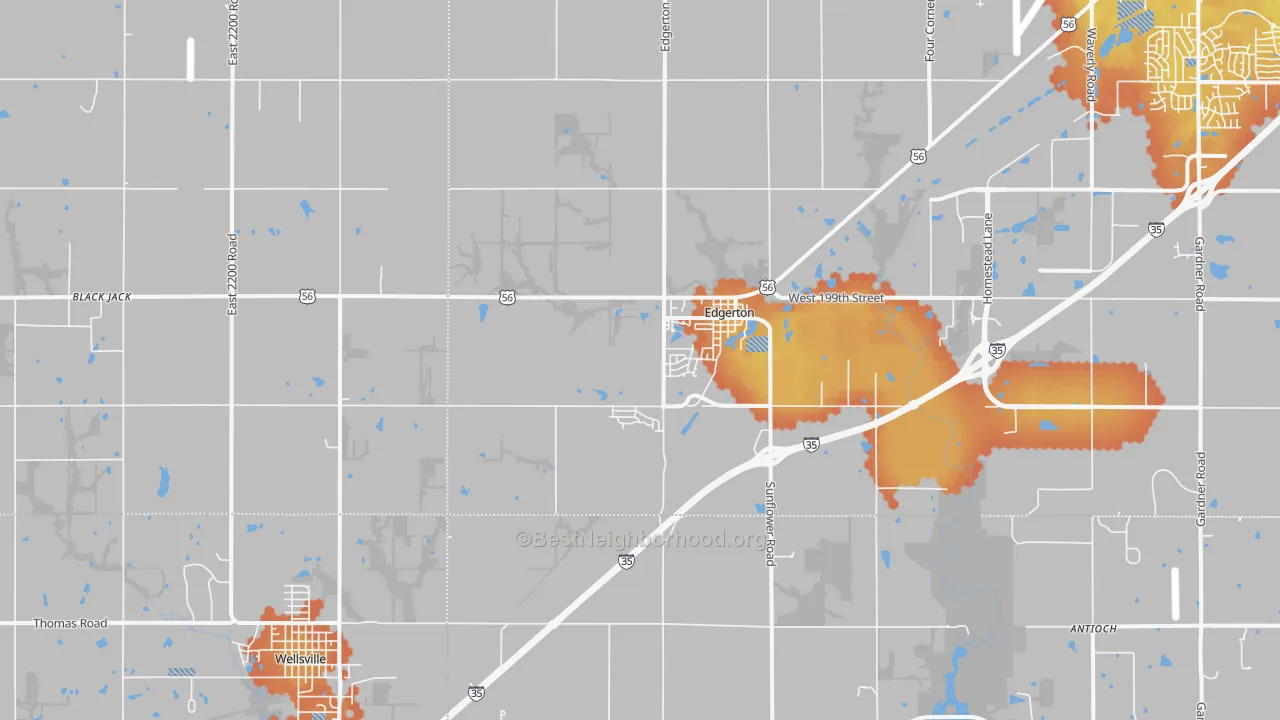 Bike Grade map of Edgerton, KS