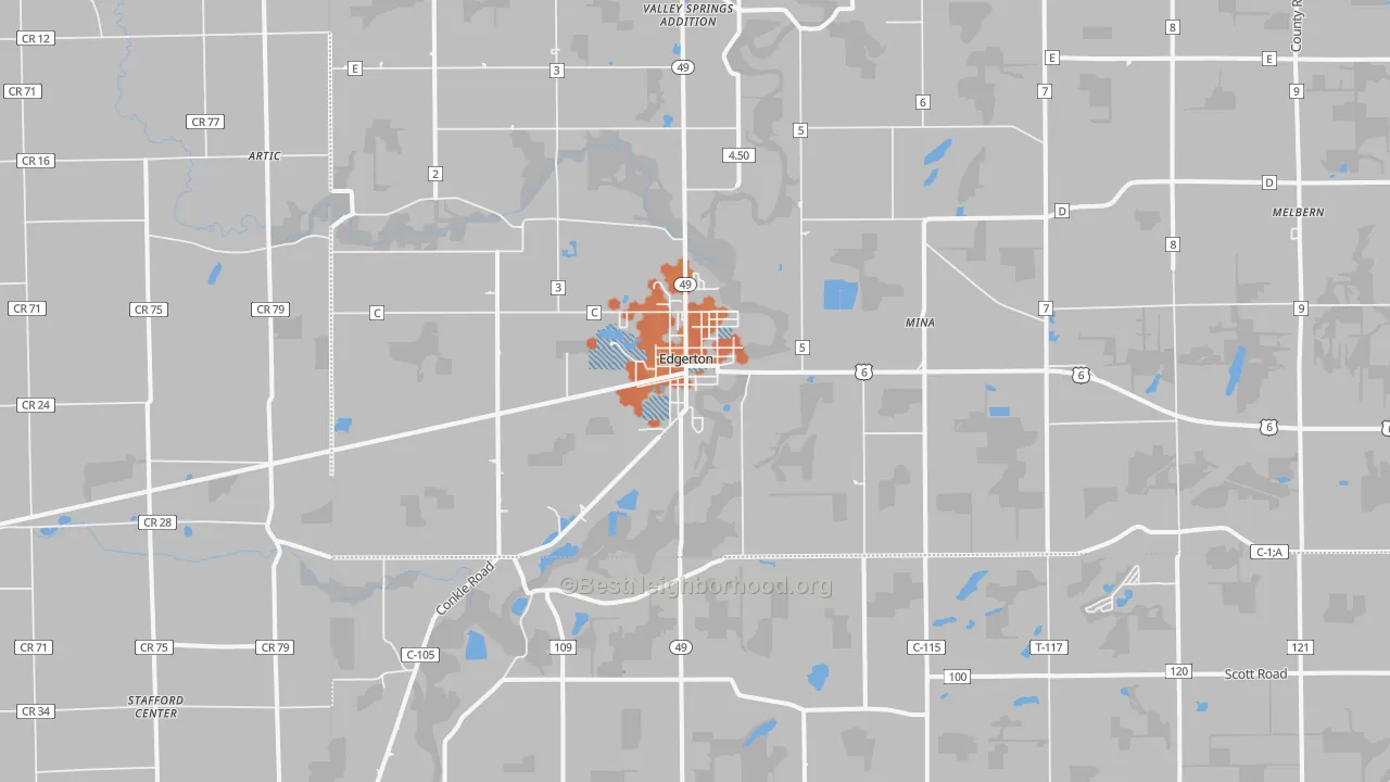 Bike Grade map of Edgerton, OH
