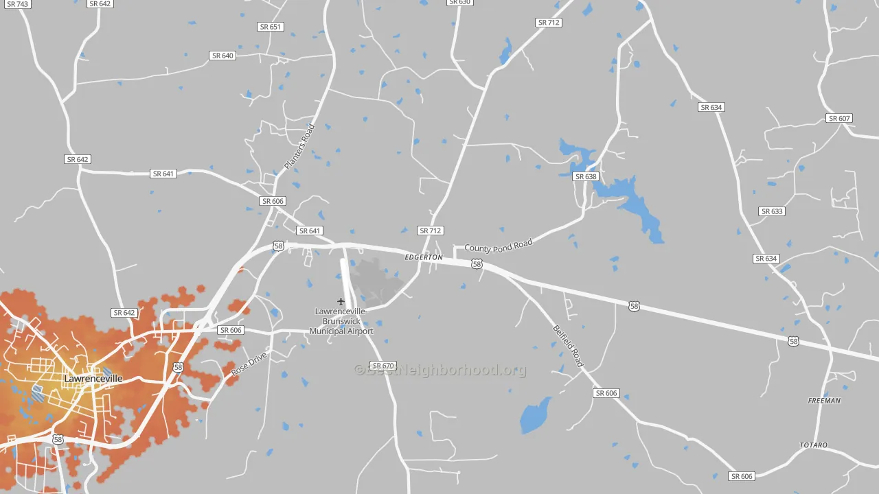 Bike Grade map of Edgerton, VA