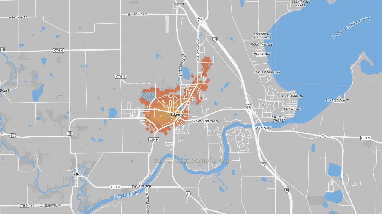 Bike Grade map of Edgerton, WI