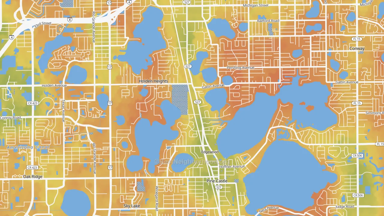Bike Grade map of Edgewood, FL
