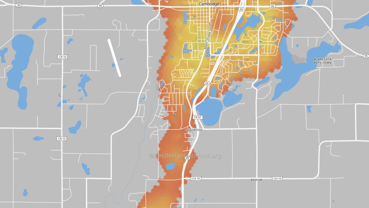 Bike Grade map of Edgewood, MN
