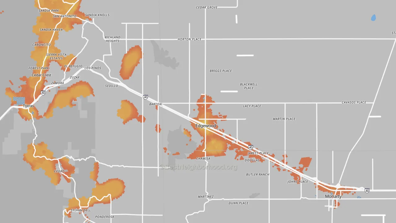Bike Grade map of Edgewood, NM