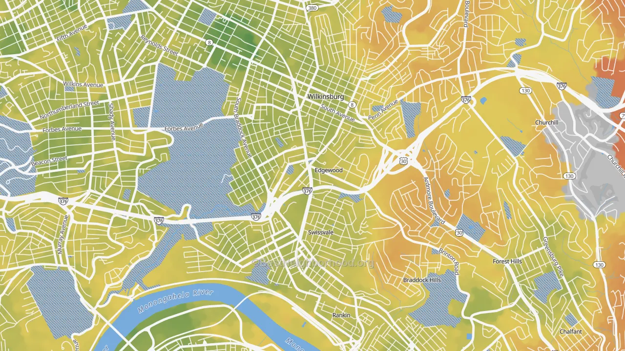 Bike Grade map of Edgewood, PA
