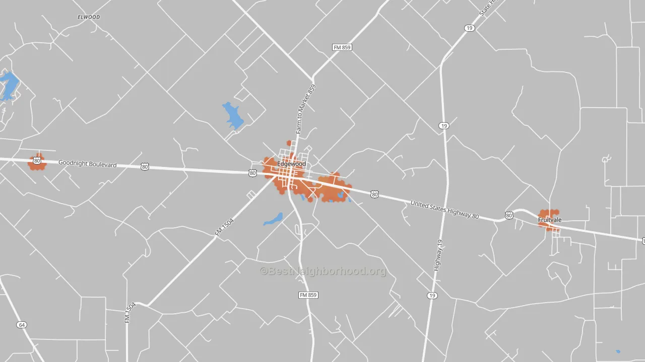 Bike Grade map of Edgewood, TX