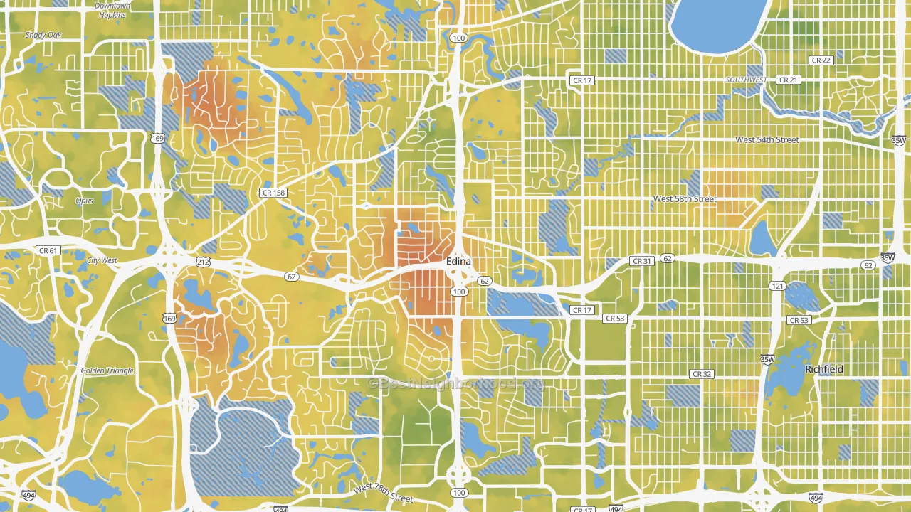 Bike Grade map of Edina, MN