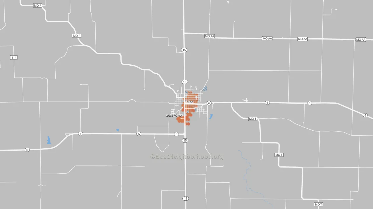 Bike Grade map of Edina, MO