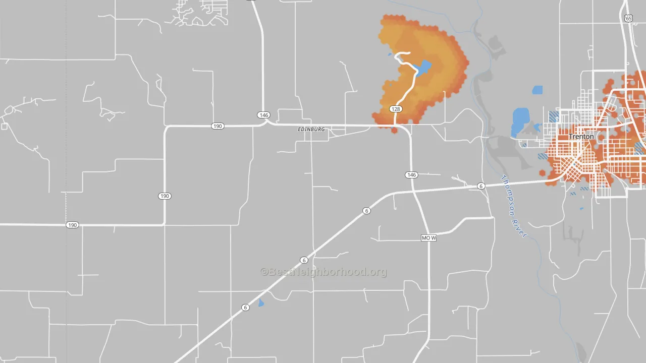 Bike Grade map of Edinburg, MO