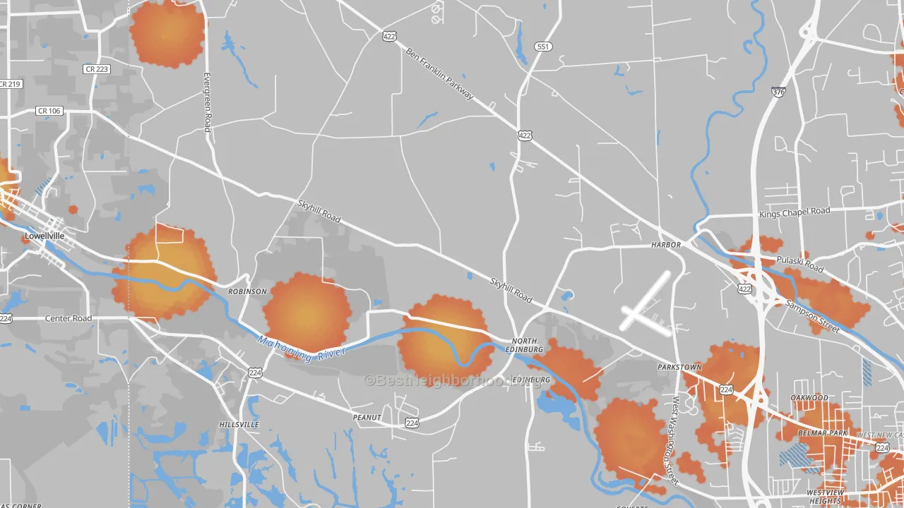 Bike Grade map of Edinburg, PA