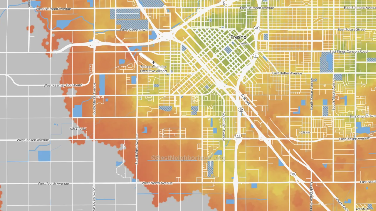 Bike Grade map of Edison, Fresno, CA