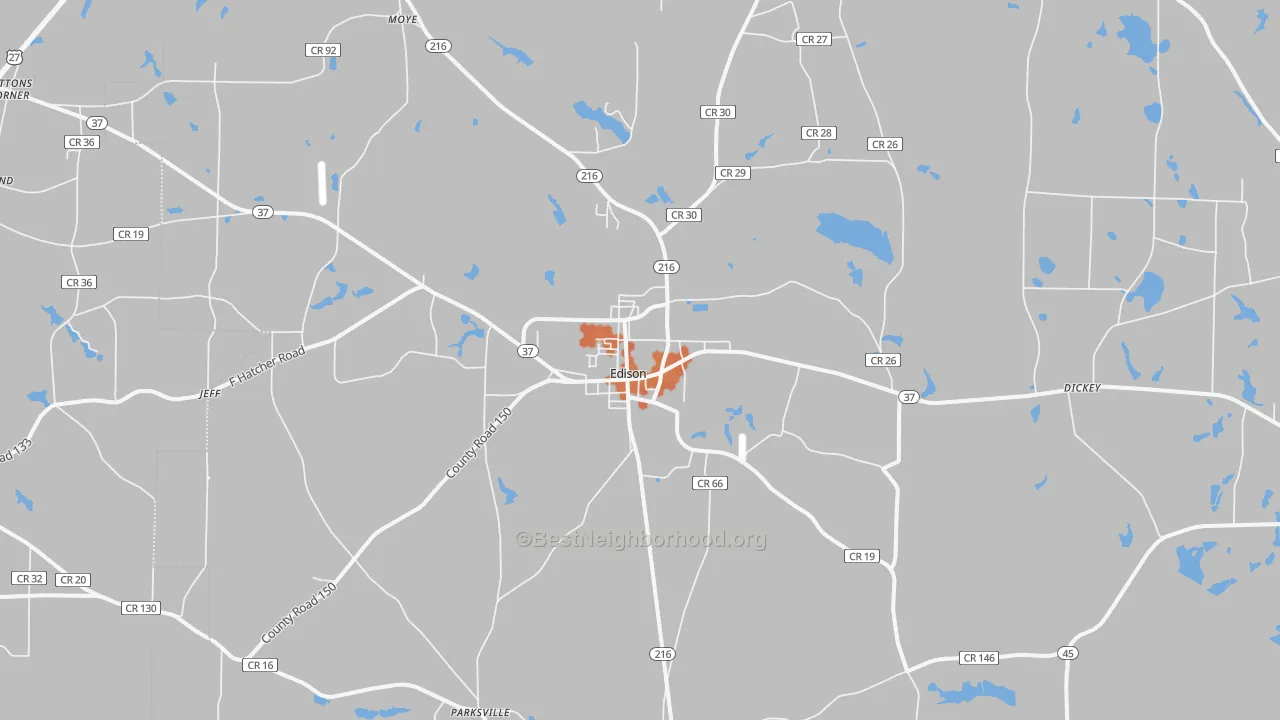 Bike Grade map of Edison, GA