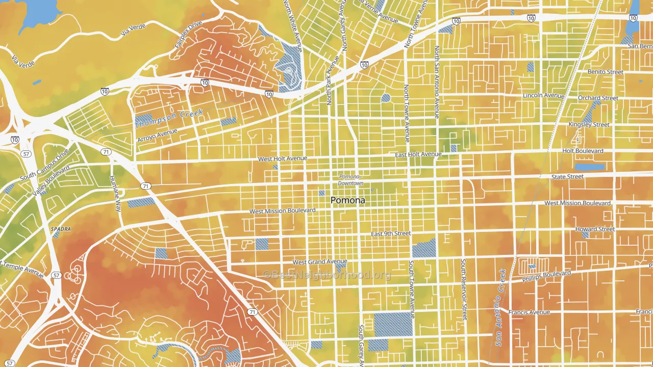 Bike Grade map of Edison Historic District, Pomona, CA